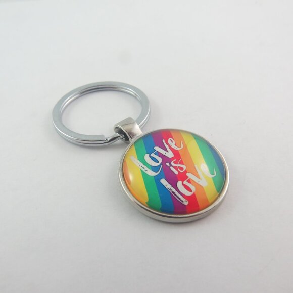 Love is Love Keychain Rainbow Key Ring Pride Gift for Her or Him Equality - Picture 2 of 4